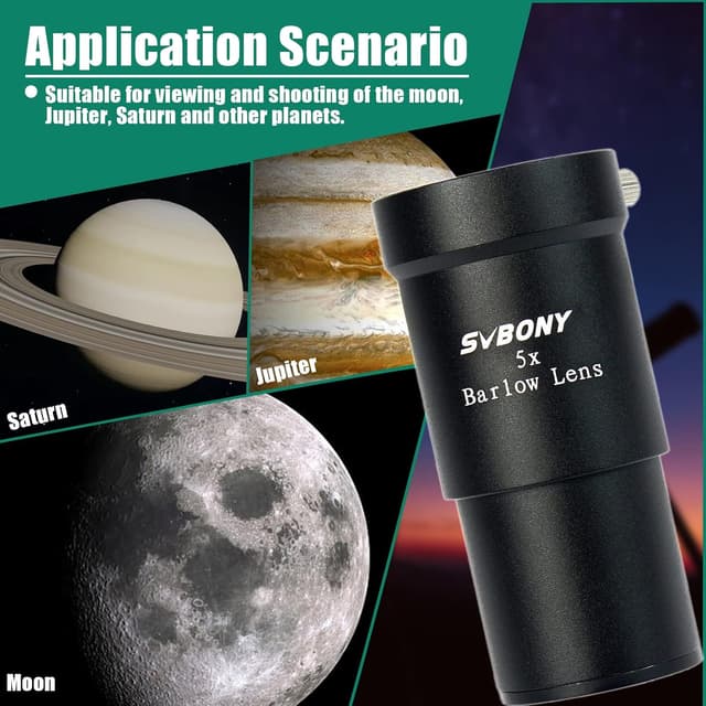 Detalle de Lente di Barlow Svbony 5X 1,25" in lega di alluminio (multistrato completo) per osservazione planetaria e astrofotografia