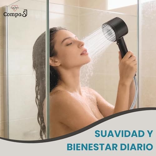 Thumbnail 7 de CompaSJ Alcachofa de ducha con filtro y alta presión (1,5 m) con 5 modos y 5 filtros antical + PTFE
