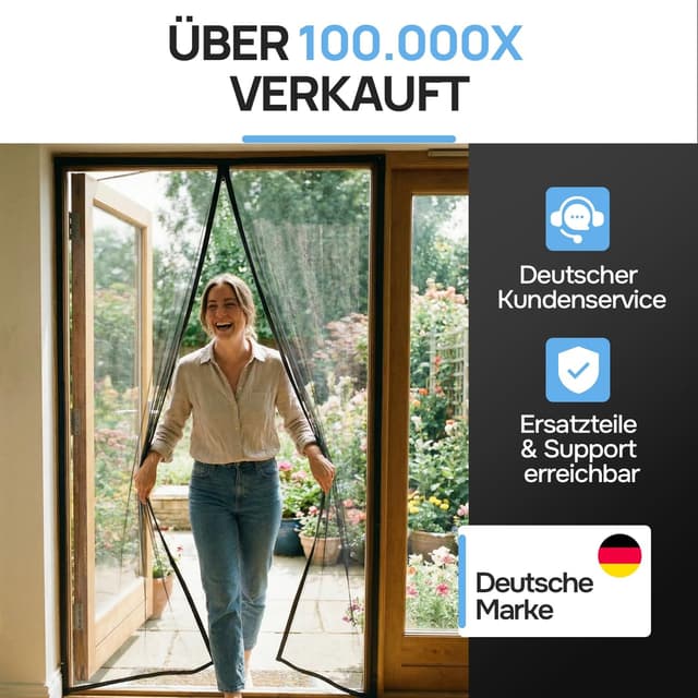 Thumbnail 6 de DOOR EASY Fliegengitter Balkontür 140 x 220 cm mit Magnetvorhang – Premium-Mesh ohne Bohren