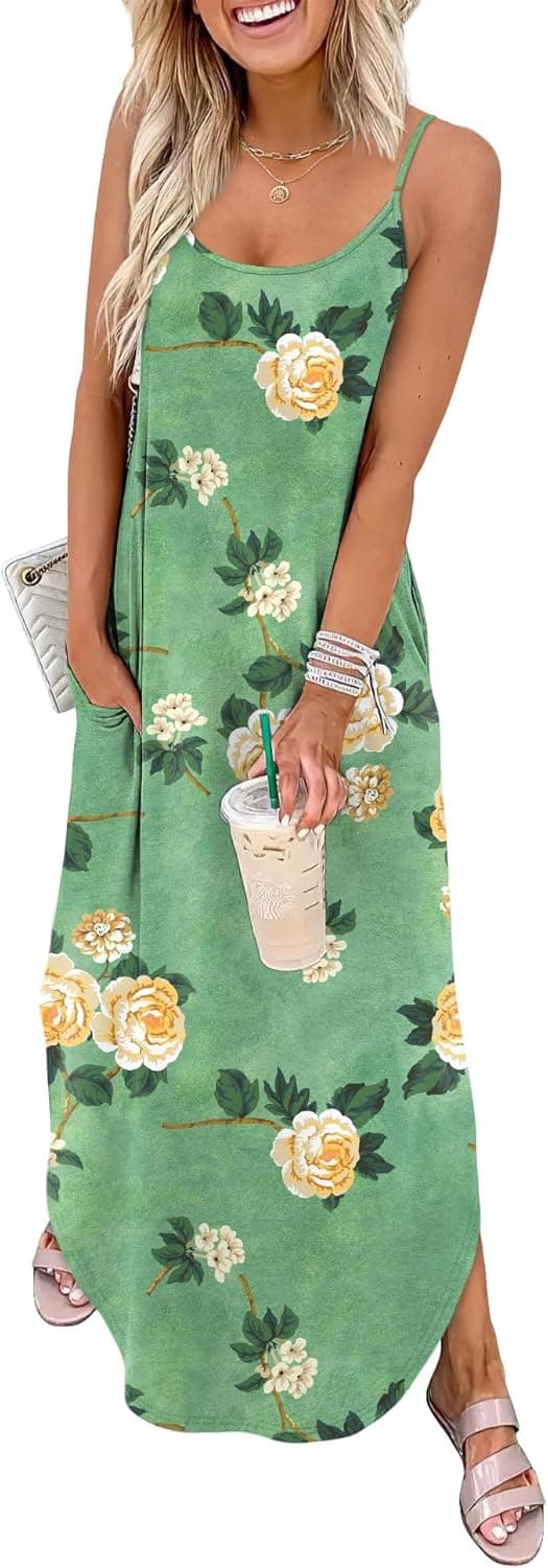 Detalle 2 de WIHOLL Women’s Maxi Dresses – Casual Long Summer Sun Dresses with Spaghetti Straps