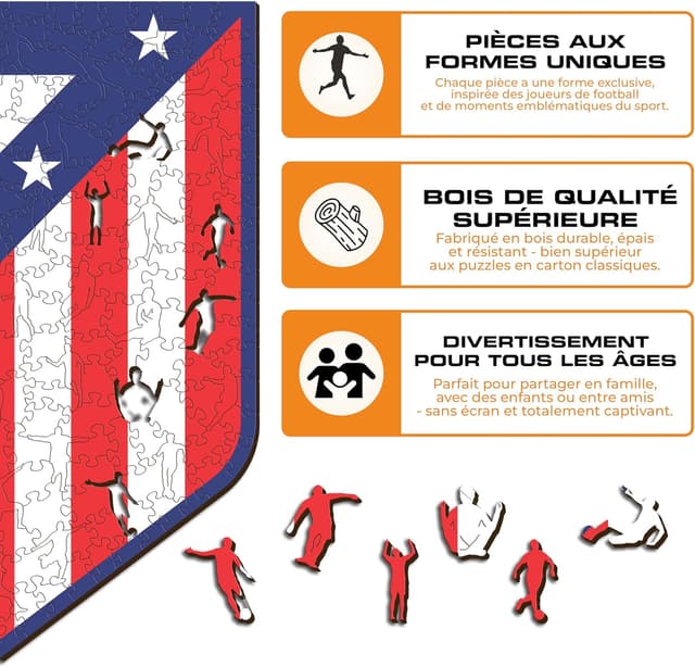 Thumbnail 6 de Puzzle en bois Iconic Puzzles Atletico Madrid Logo, 270 pièces taille M