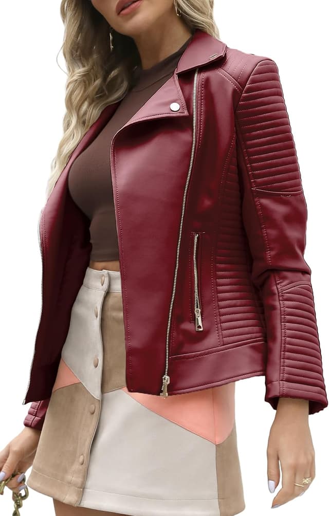 Thumbnail 6 de Bellivera Women’s Faux Leather Casual Jacket 2025: Lightweight Waterproof & Windproof Motorcycle Coat