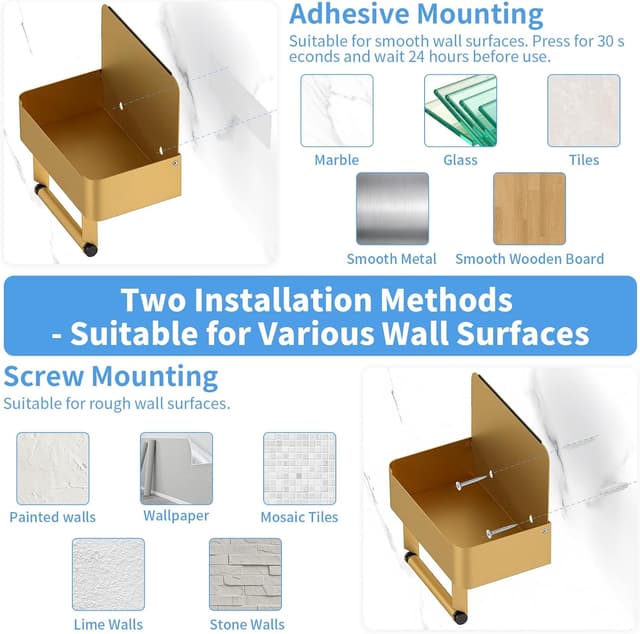 Thumbnail 5 de Gypie 304 Stainless Steel Toilet Roll Holder Gold