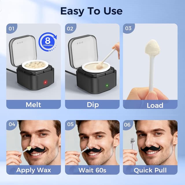 Detalle de Nasenhaarentferner Nasenhaar Wachs-Set mit Mini-Wachswärmer (USB-C), 100 g – für Nase, Ohren & Augenbrauen