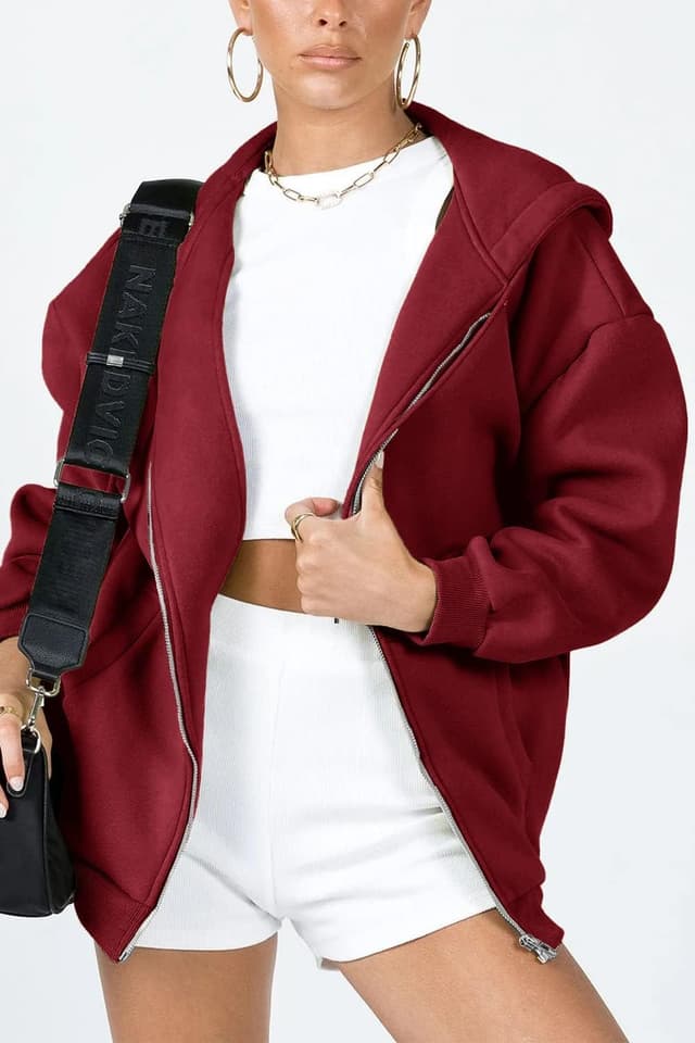 Detalle de PRETTYGARDEN Women’s 2026 Zip-Up Y2K Hoodie Jacket with Pockets (Fleece-Lined)