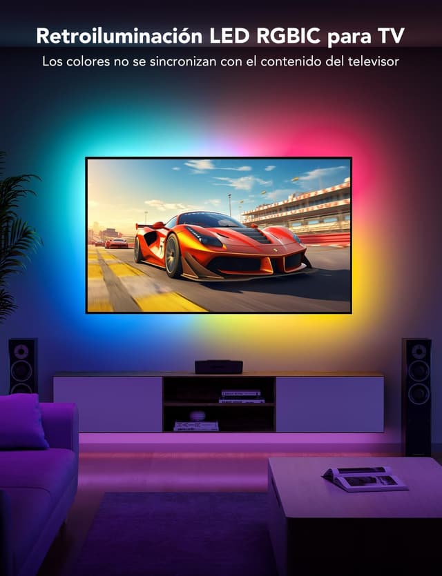 Detalle 2 de Govee LED TV Backlight RGBIC 2,4M 🌈 - Control Inteligente