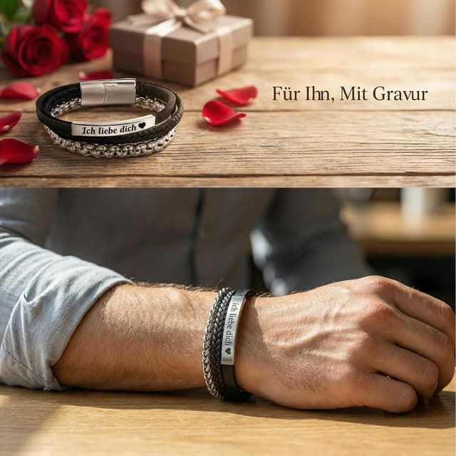 Detalle de Gkmamrg Herren Lederarmband für Ehemann & Freund – Unendlichkeitsknoten „Ich liebe dich“
