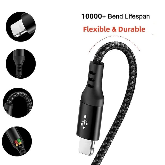 Detalle de UZAHSK Câble Multi USB 4 en 1 universel (noir) — 3 m