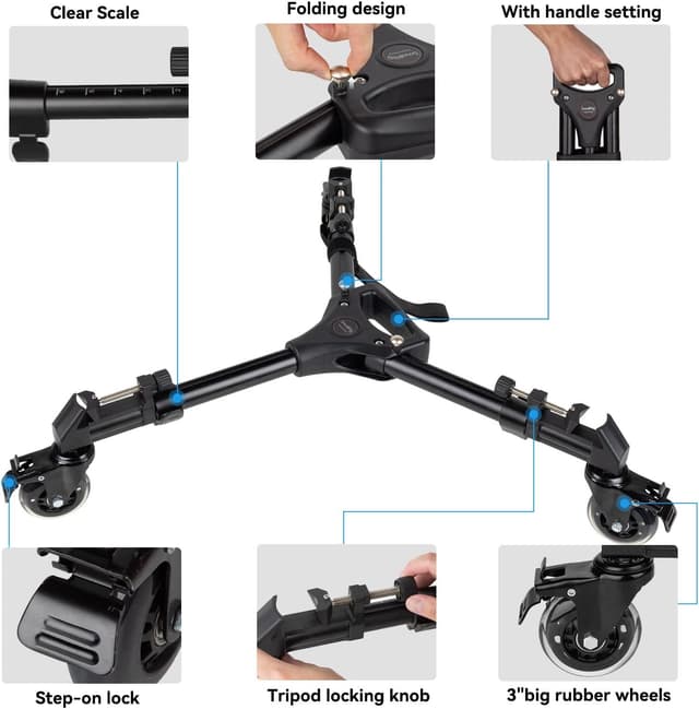 Detalle 2 de SmallRig Universal Photography Tripod Dolly 3986 (15kg load capacity)