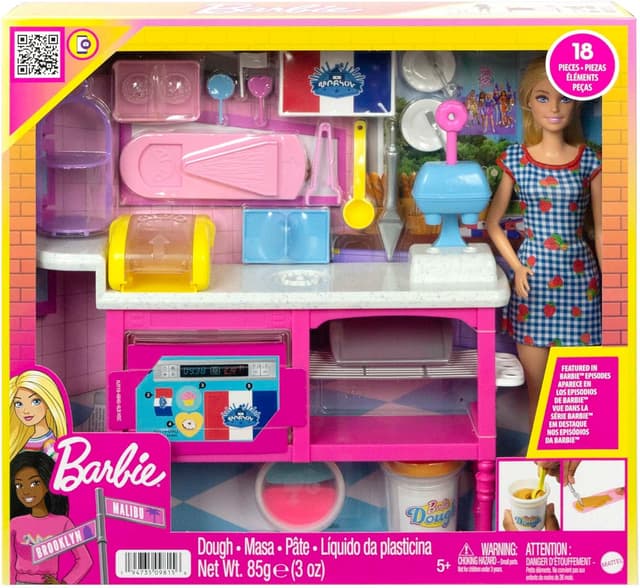 Detalle 2 de Barbie Malibu Roberts – Puppe & Spielset mit 18 Teilen zum Backen (HJY19)