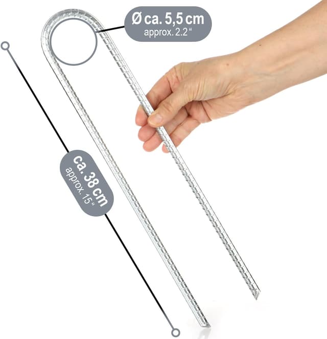 Detalle de COM-FOUR 4 ancrages au sol XL en acier galvanisé, forme en U (38 cm) pour tentes et trampolines