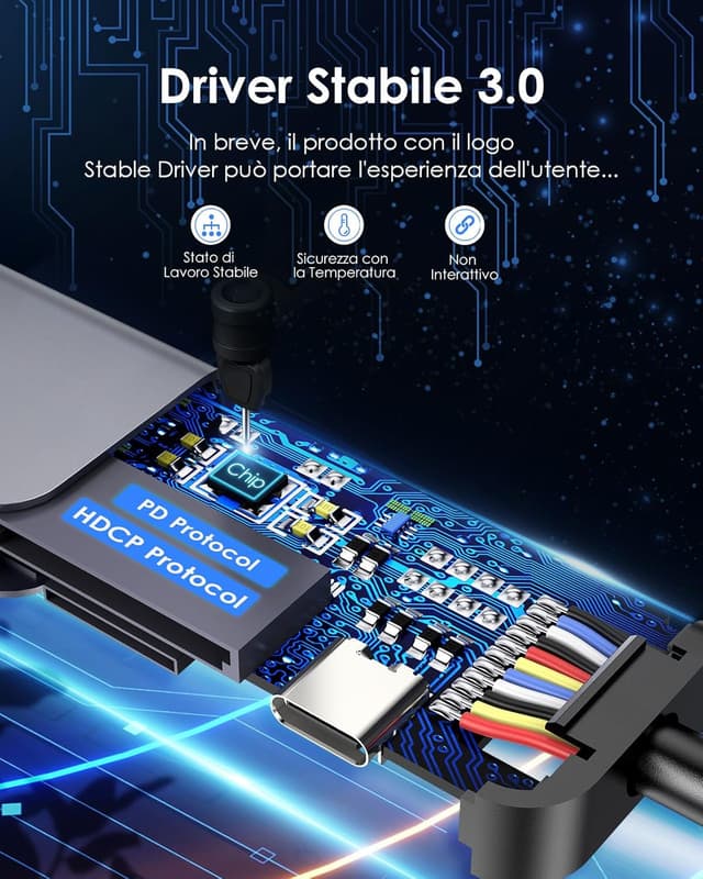 Detalle 2 de LENTION Hub USB-C 7 in 1 con HDMI 4K@60Hz e USB-C PD 100W, lettore SD/TF (alluminio)