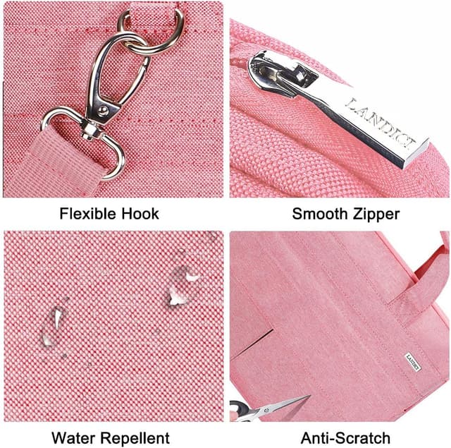 Detalle de LANDICI Laptop Bag Case for 17–17.3 inch laptops (Waterproof, slim messenger bag) – Pink
