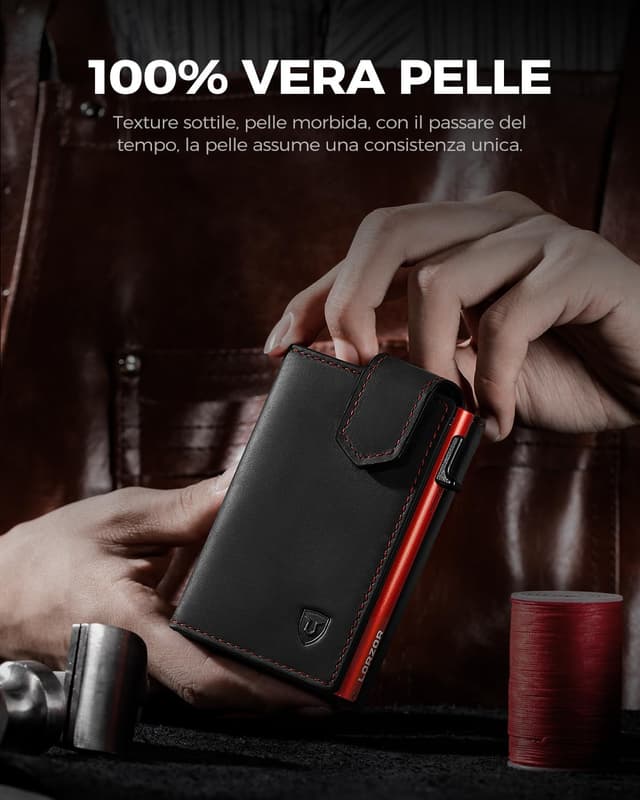 Detalle de LORZOR portafoglio uomo slim RFID 10 carte