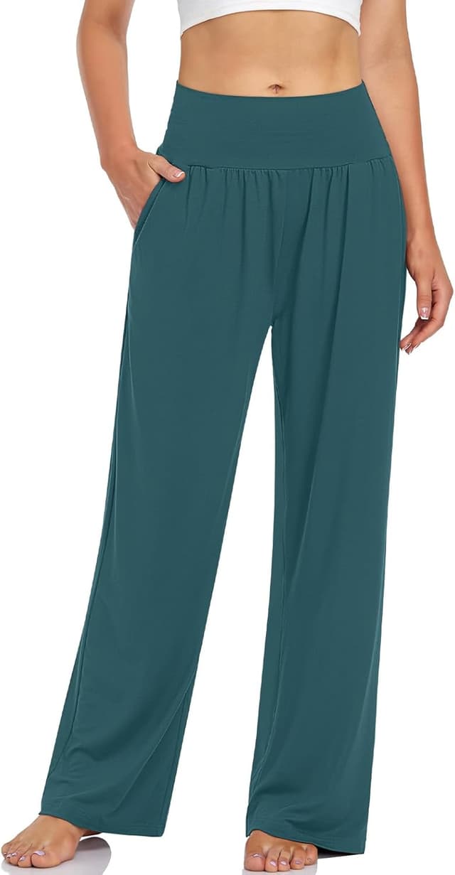 Detalle 2 de UEU Women’s Casual Loose Wide Leg Cozy Pants Yoga Sweatpants with Pockets (High Waisted)
