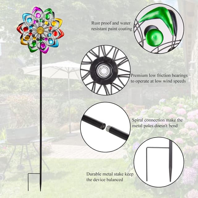 Thumbnail 6 de Viveta Kinetic Wind Spinner (59 inch) Outdoor Metal Windmill Yard Sculpture