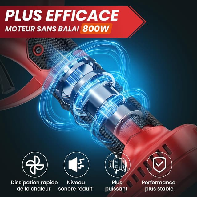 Detalle de Sécateur électrique sans fil télescopique 2-en-1 avec écran et boîte de rangement, 50 mm