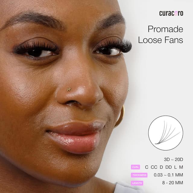 Thumbnail 6 de Curacoro Promade 500 Fans 7D-0.05 CC Curl Lash Extensions (12mm) — Handmade Volume Lash Fans