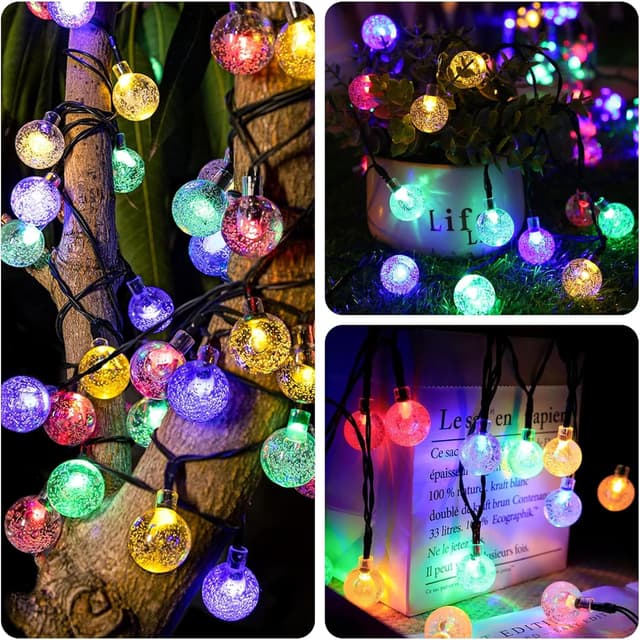 Detalle de Knayis 50LED Solar Fairy Lights (7m/23ft) – Outdoor Waterproof String with 8 Lighting Modes
