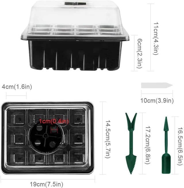 Detalle 2 de Seed Trays 10-Pack: sturdy seed starter kit with adjustable humidity dome and 12 cells per tray