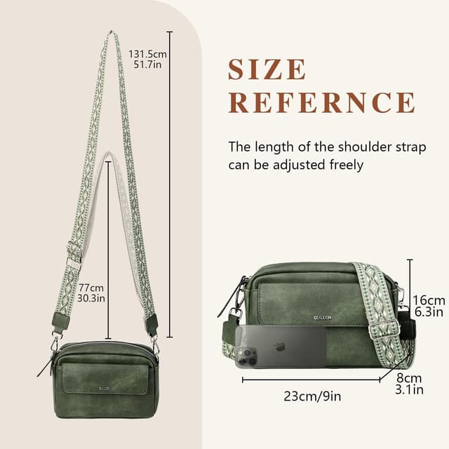 Detalle de Gladdon sac bandoulière femme : petit sacoche en cuir PU léger, imperméable et bandoulière amovible