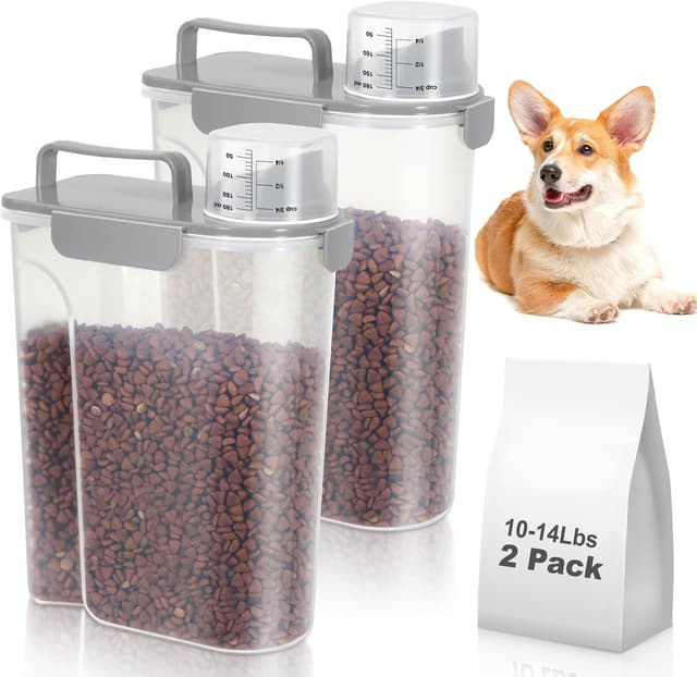 Detalle de TBMax 2-Pack 5L Dog Food Storage Containers with Airtight Lid and Measuring Cups