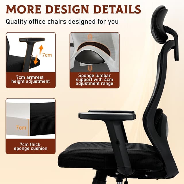 Thumbnail 4 de Milacyee Silla de Oficina Ergonomática con Reposacabezas