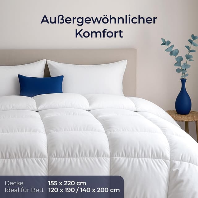 Detalle 2 de Dreamzie Daunendecke 155×220 cm (650 gsm) – Warm Winterdecke mit Daunen & Federn