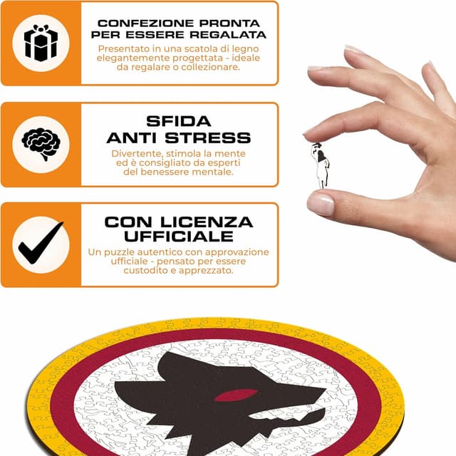 Detalle de Iconic Puzzles Roma Lupetto, puzzle di legno S da 150 pezzi a licenza ufficiale