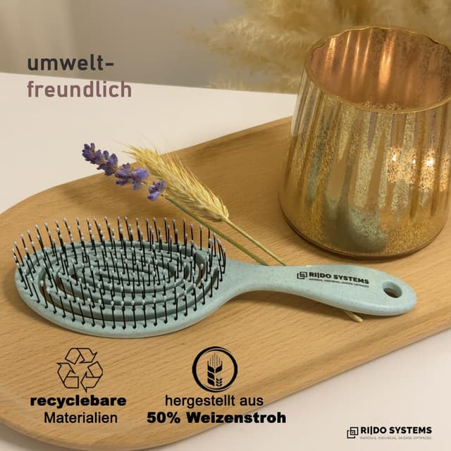 Detalle 2 de Ri|Do Systems Entwirrbürste „ohne Ziepen“ aus Spiralfeder – Haarbürste für Locken, nasses & feines Haar (aqua)