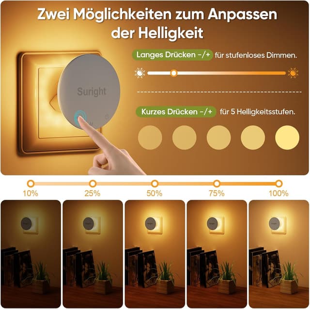 Thumbnail 4 de Suright Nachtlicht Steckdosen Duo 2700K