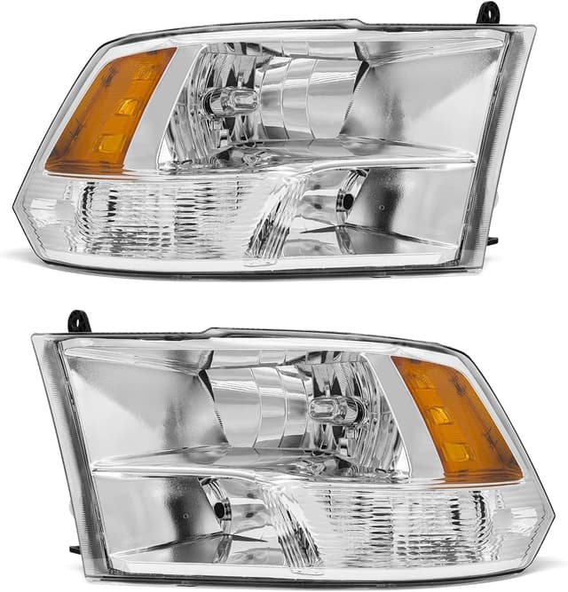 Detalle de ADCARLIGHTS Headlight Assembly Replacement for 2010–2018 Dodge Ram (Chrome Housing, Amber Reflector)