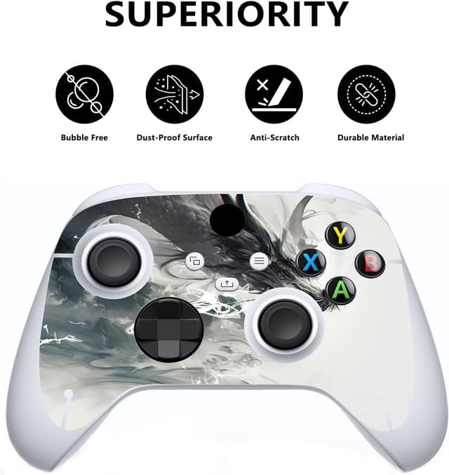 Detalle de playvital Custom Vinyl Skins for Xbox Series S (Ink Spirit Dragon) – console skin & controller wrap decals