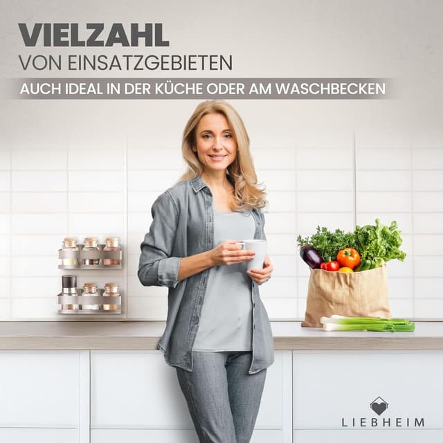 Thumbnail 6 de LIEBHEIM Duschablage ohne Bohren – Badregal & Duschkorb mit Edelstahlablage, Klebemontage und Haken