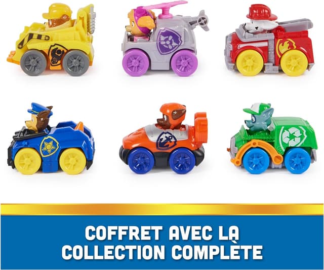 Detalle 2 de Coffret Cadeau Paw Patrol Pat Patrouille – 6 Racers Pup Squad (voitures + chiots) à collectionner