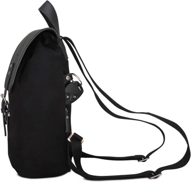 Detalle de Petit sac à dos femme Expatrié Anna noir en toile & cuir végétalien (mini, 5,1 L)