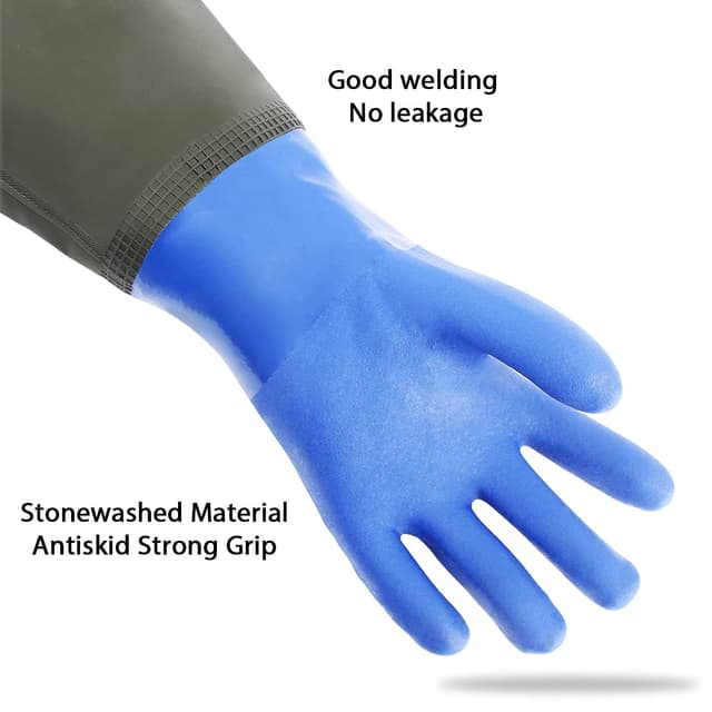 Detalle de Haiou Long Rubber Gloves (Elbow Length) for Heavy Duty Chemical, Oil & Alkaline Protection