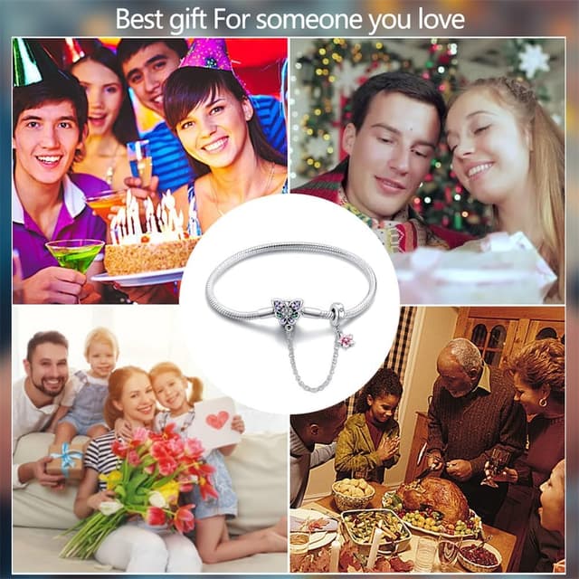 Detalle 2 de KUNSIR Moments bracciale donna in argento sterling 925 con design snake, compatibile con ciondoli stile Pandora