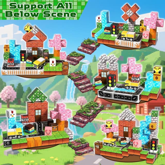 Detalle 2 de Bloques Magnéticos de Construcción Niños 100 Piezas 🧲 Montessori