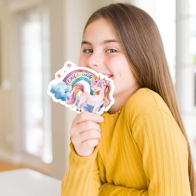 Thumbnail 1 de BIROYAL 12 Einladungskarten Einhorn 🎉