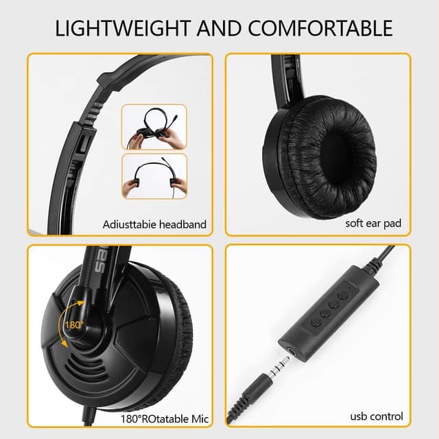 Detalle de USB Headset with Microphone Noise Cancelling