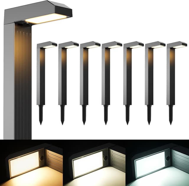 Detalle de iseeway Solarlampen für Außen Garten (8 Stück) mit 3 Farbwechsel 3000K/4500K/6500K und IP65