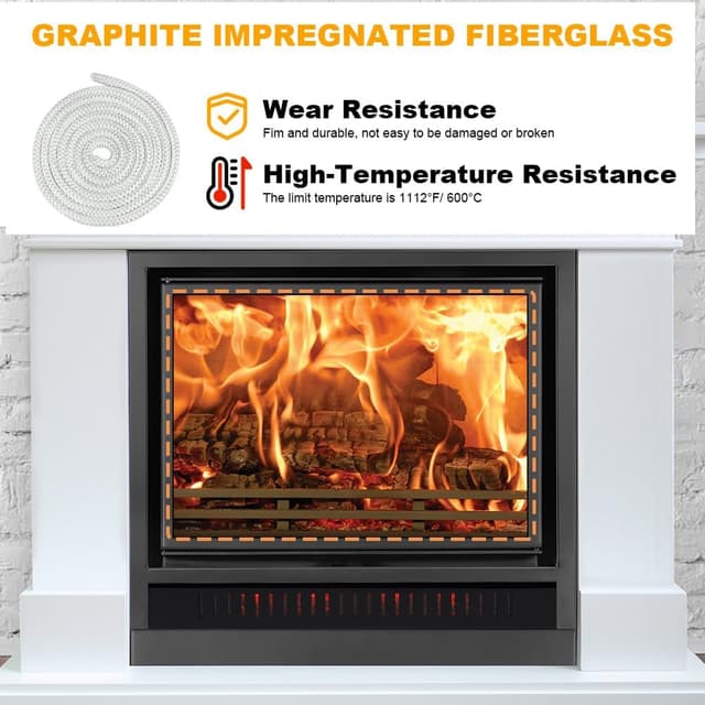 Detalle de flintronic Guarnizione per porta stufa in fibra di corda ignifuga (Φ10 mm, 3 m) bianca