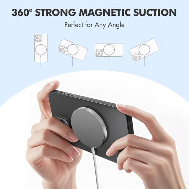 Detalle de 3-Pack 15W Qi2 Magnetic Wireless Charger Pads (Mag-Compatible) for iPhone, Samsung Galaxy & Pixel