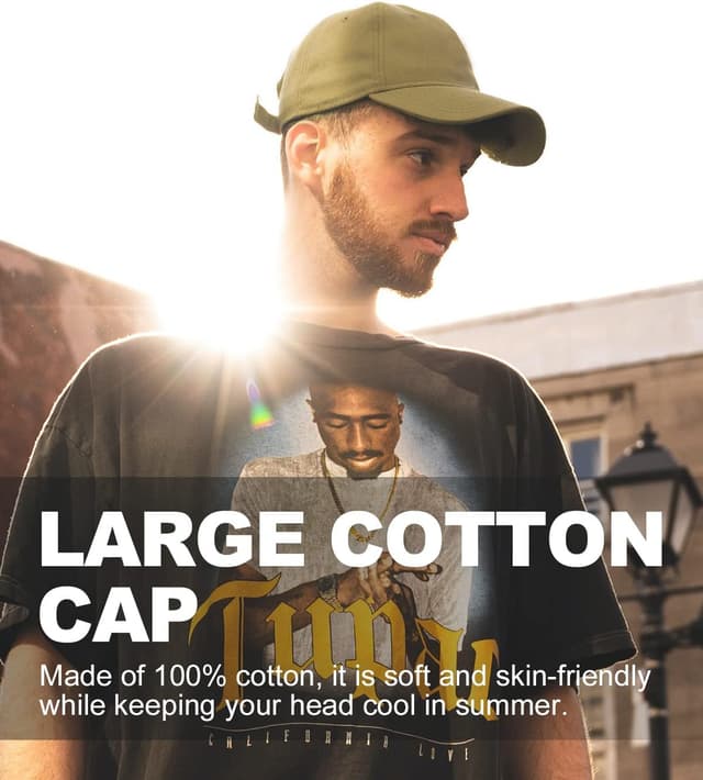 Detalle 2 de Zylioo XL/XXL Baseball Caps for Big Heads – Oversize Sports & Running Dad Cap with Long Brim