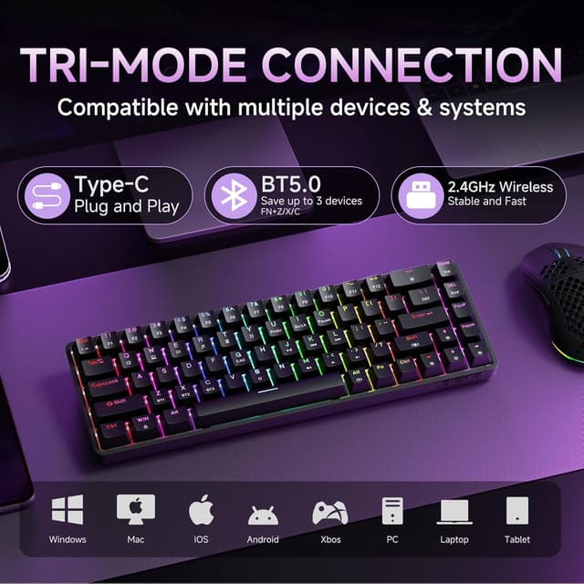 Detalle de Dierya DK68 60% gaming wireless