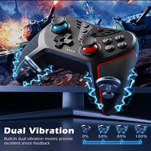 Detalle de LATEC Mando inalámbrico para Switch / Switch 2 con Hall, giroscopio 6 ejes, vibración ajustable y turbo