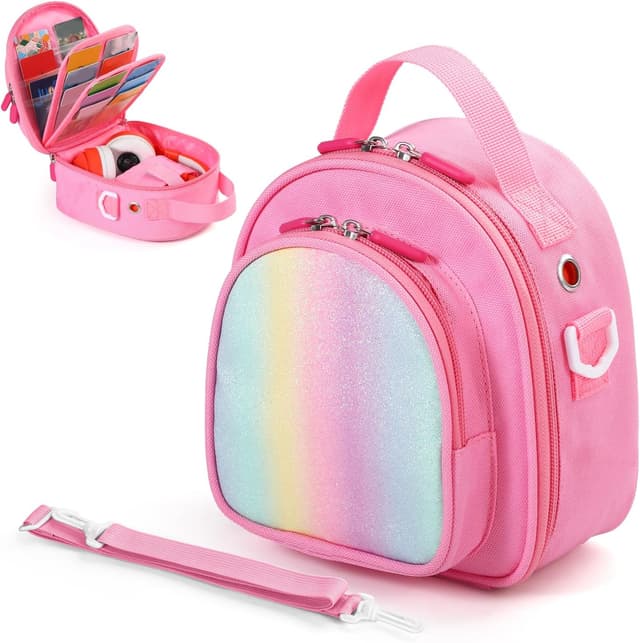 Detalle de Carrying Case Compatible with Yoto Mini (2024 Edition) — 30-Card Storage Bag with Handle & Shoulder Strap (Pink)