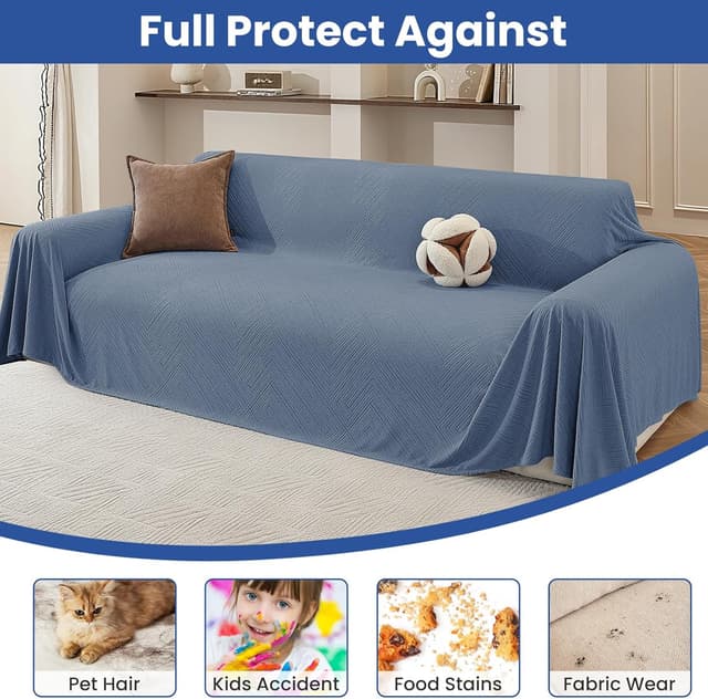 Detalle de Ystyle housse de canapé 1 place 200x230 cm antidérapante lavable, bleu