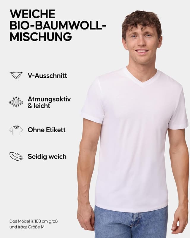 Detalle 2 de DANISH ENDURANCE Kurzarm T Shirt Modal Bio-Baumwolle